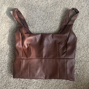 Forever 21 Faux Leather Crop Top - S